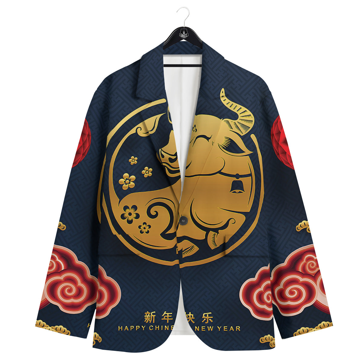 Ox Zodiac Chinese Cute Print Men's Sport Coat-grizzshop