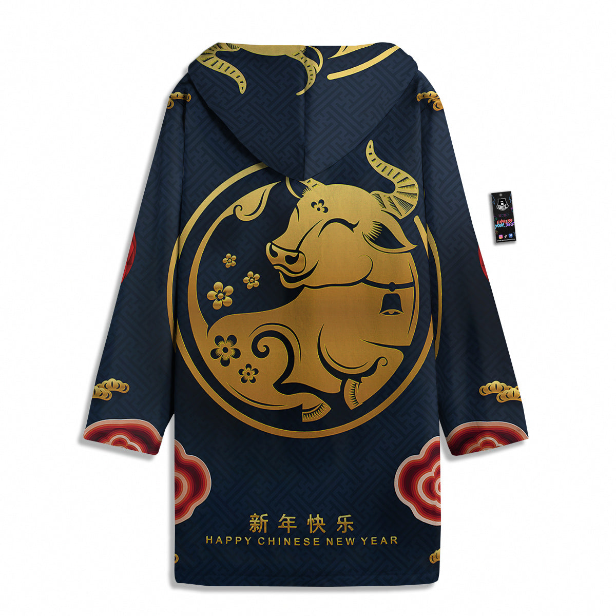 Ox Zodiac Chinese Cute Print Men's Windbreaker Jacket-grizzshop