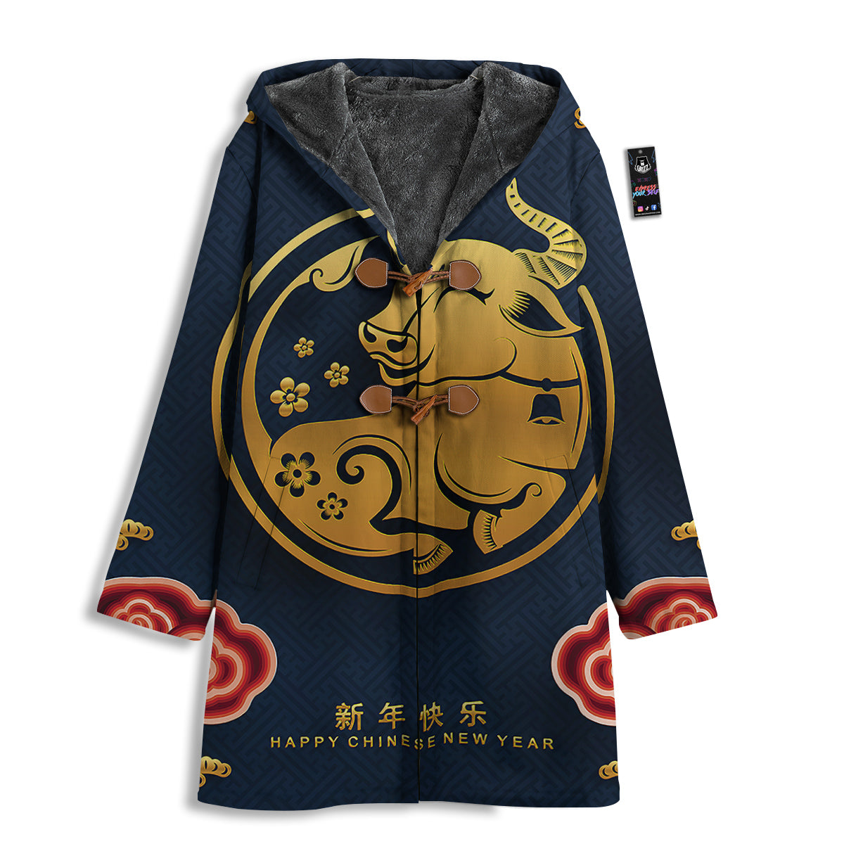 Ox Zodiac Chinese Cute Print Men's Windbreaker Jacket-grizzshop