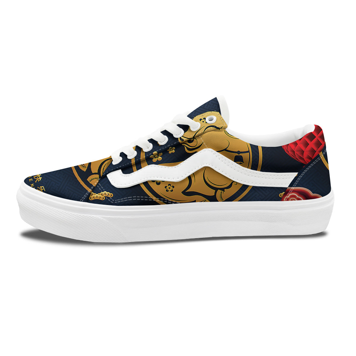 Ox Zodiac Chinese Cute Print Skate Shoes-grizzshop