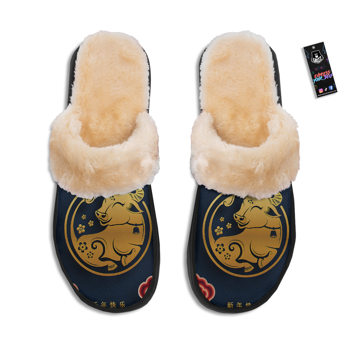 Ox Zodiac Chinese Cute Print Slippers-grizzshop