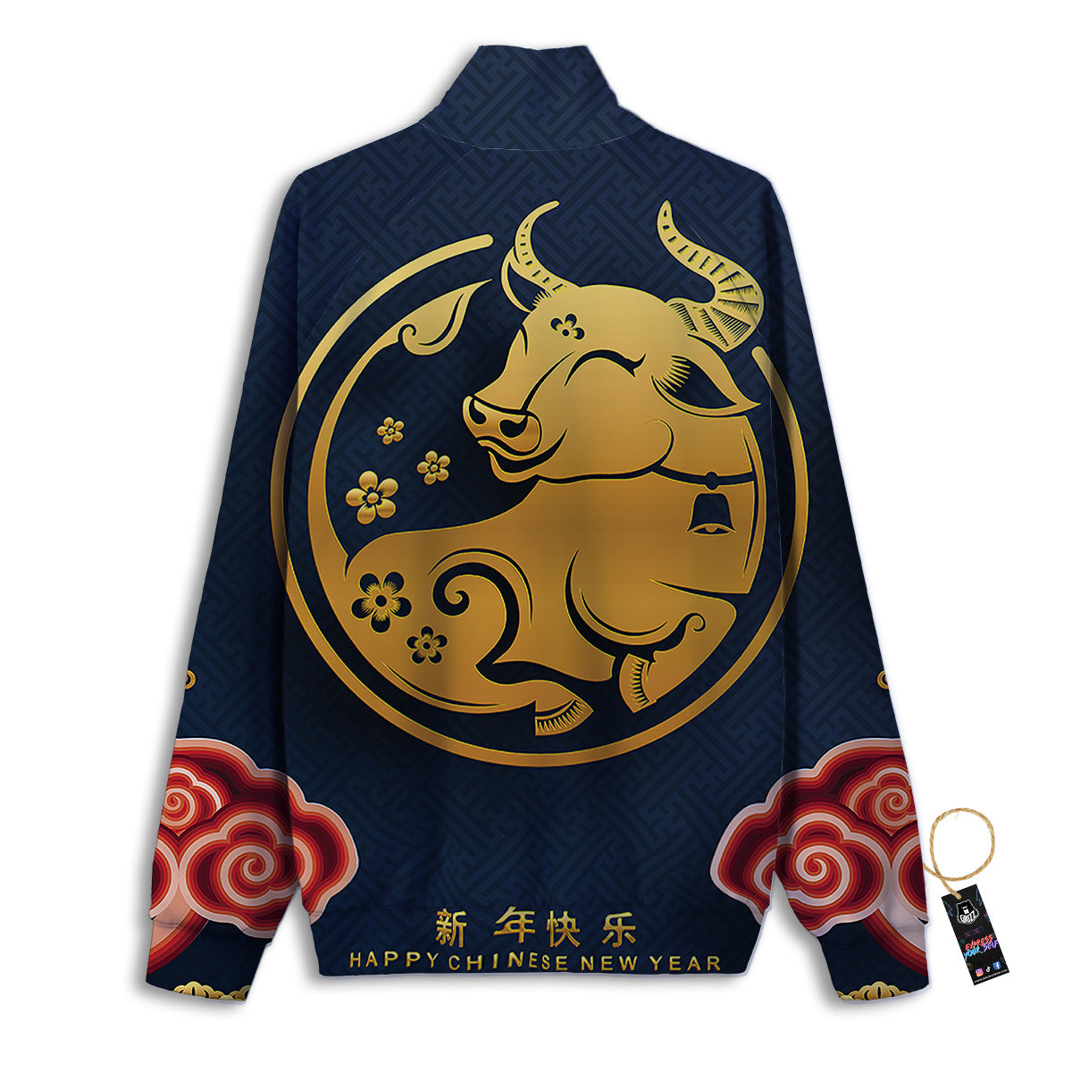 Ox Zodiac Chinese Cute Print Track Jacket-grizzshop