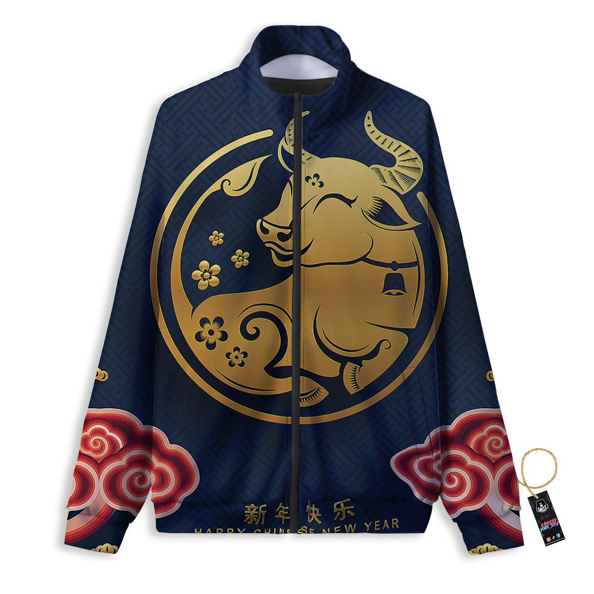 Ox Zodiac Chinese Cute Print Track Jacket-grizzshop