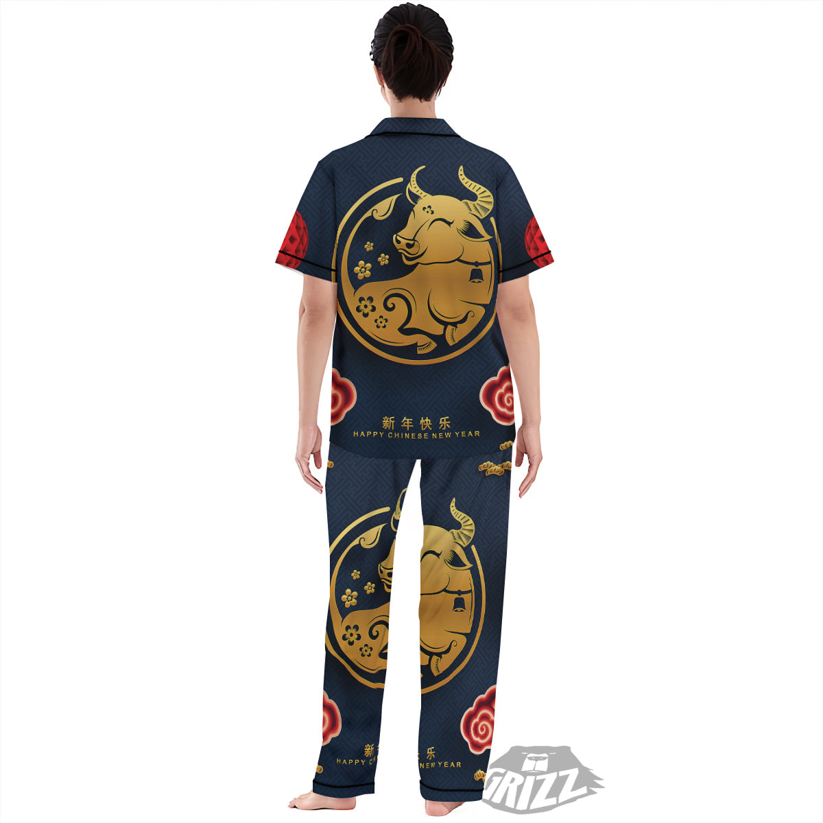 Ox Zodiac Chinese Cute Print Women's Pajamas Set-grizzshop