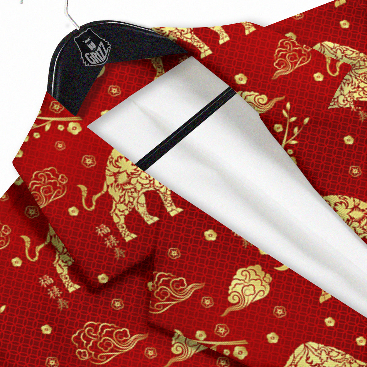Ox Zodiac Chinese Flower Print Men's Sport Coat-grizzshop