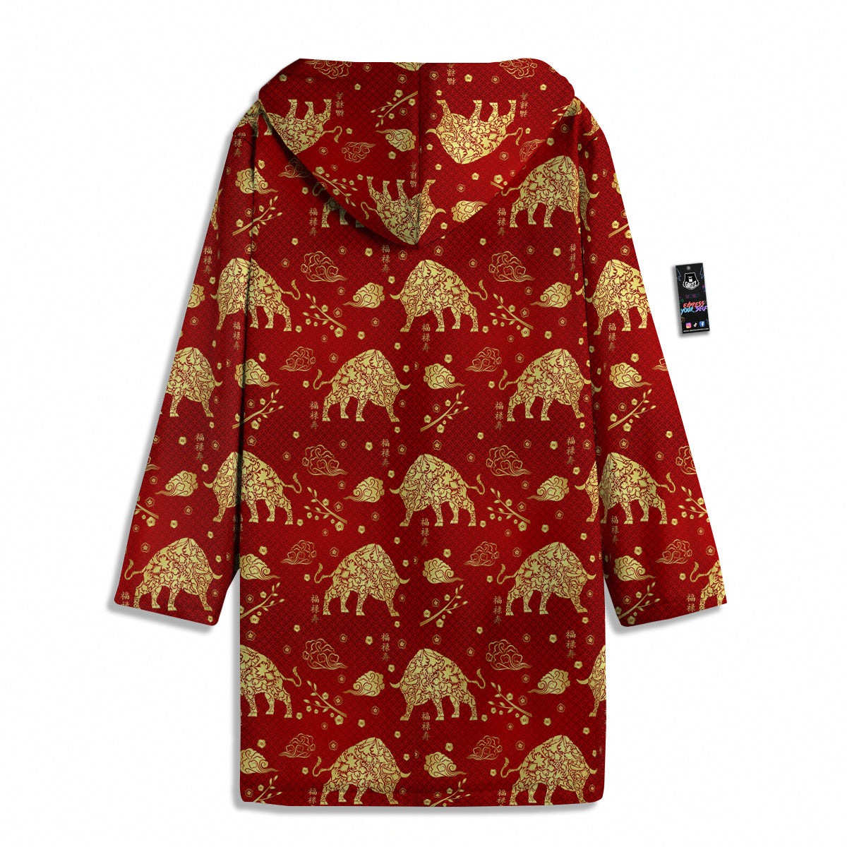 Ox Zodiac Chinese Flower Print Men's Windbreaker Jacket-grizzshop