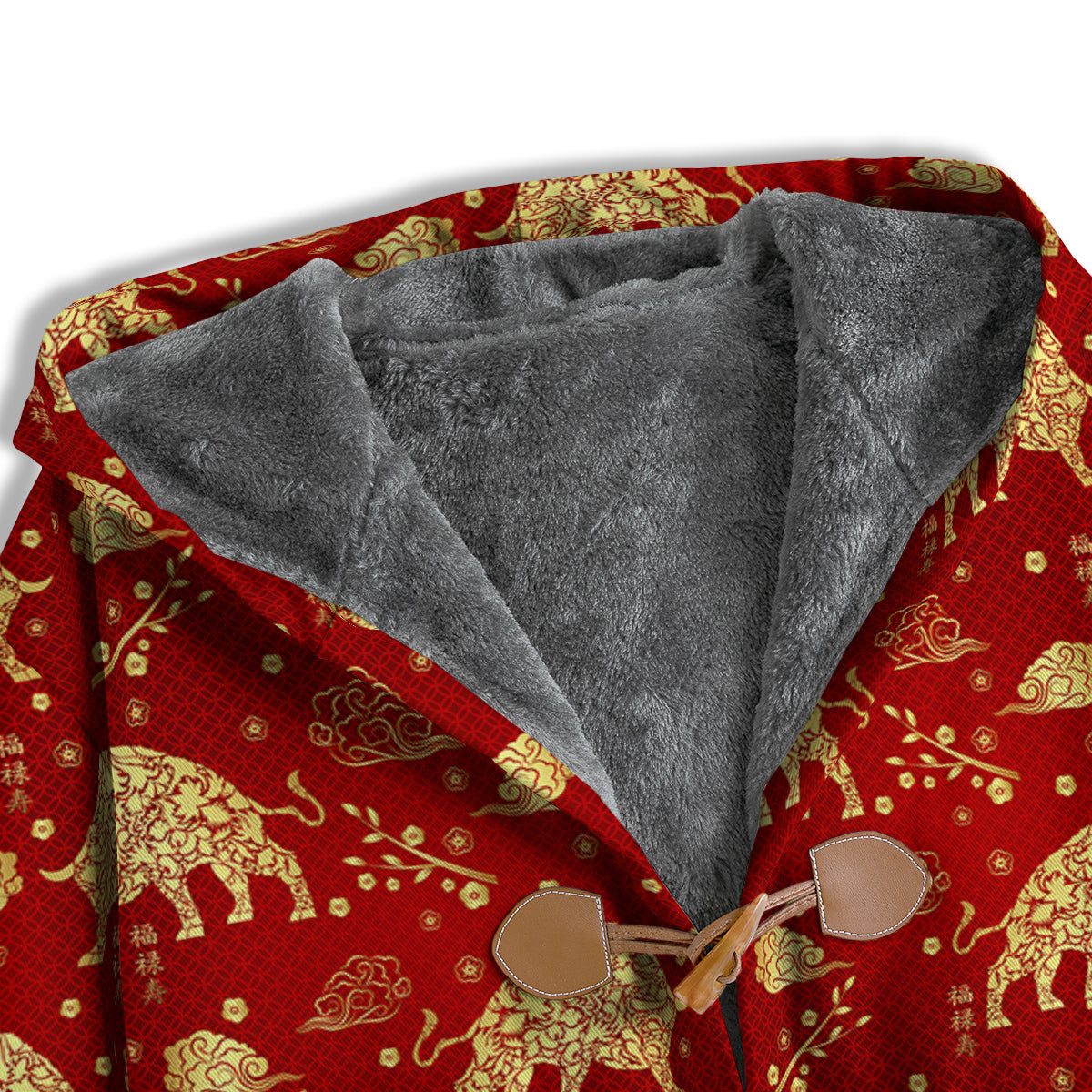Ox Zodiac Chinese Flower Print Men's Windbreaker Jacket-grizzshop