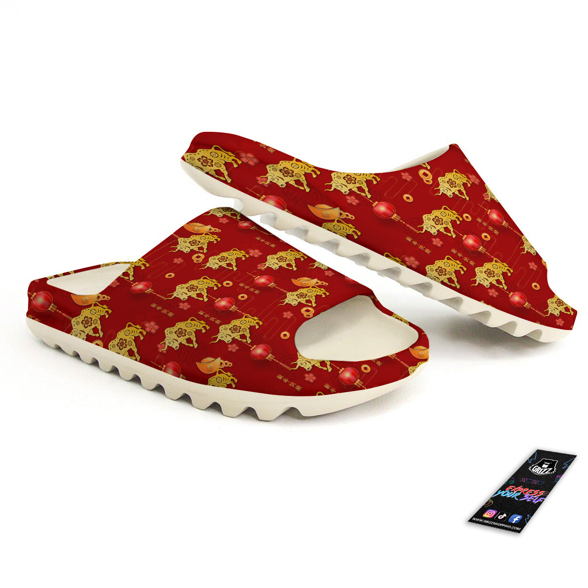 Ox And Chinese New Year Print Pattern Sandals-grizzshop