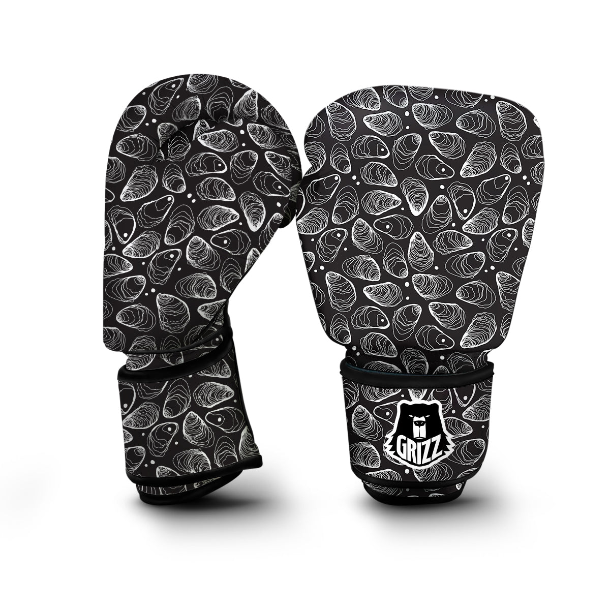 Oyster Hand Drawn Black White Print Pattern Boxing Gloves-grizzshop