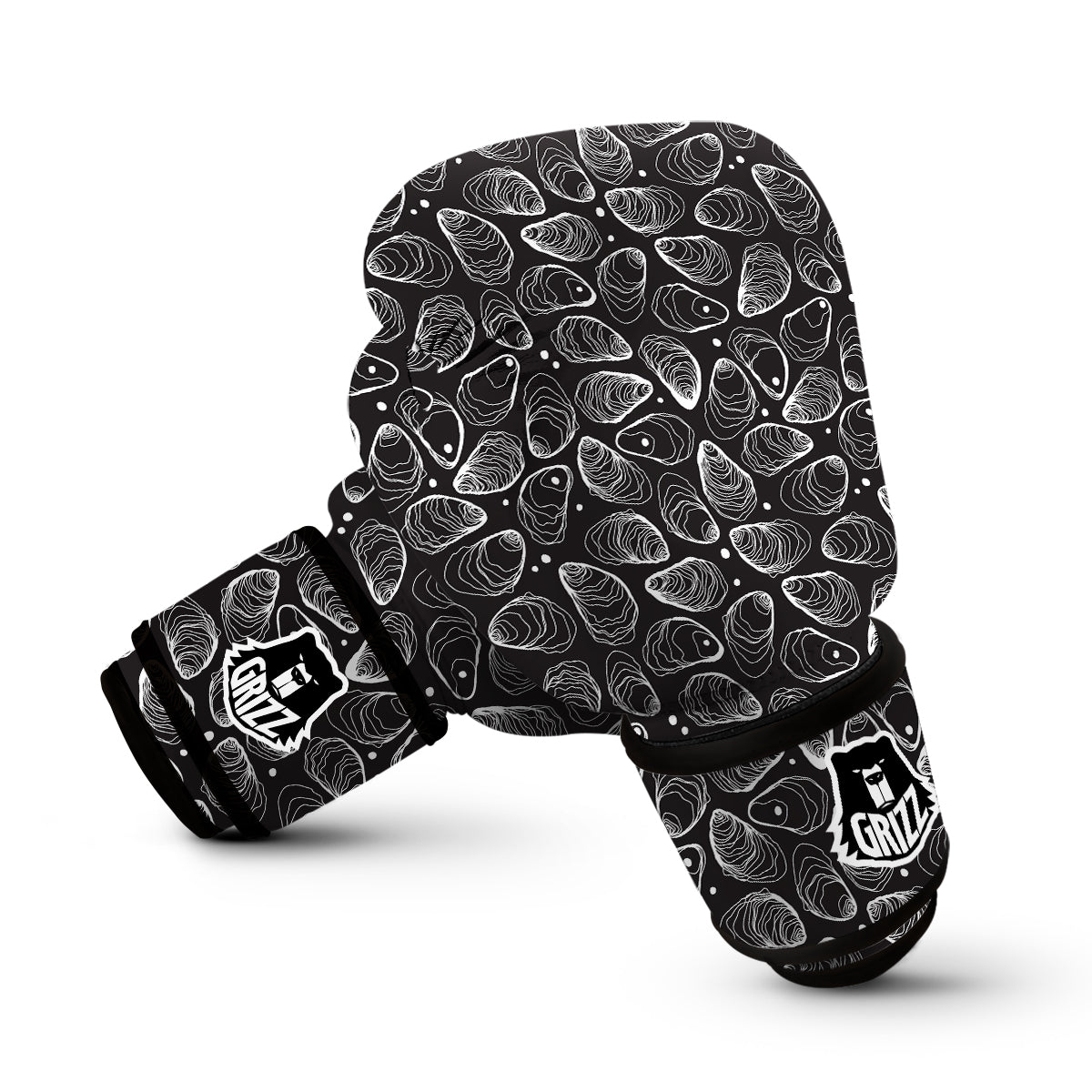 Oyster Hand Drawn Black White Print Pattern Boxing Gloves-grizzshop