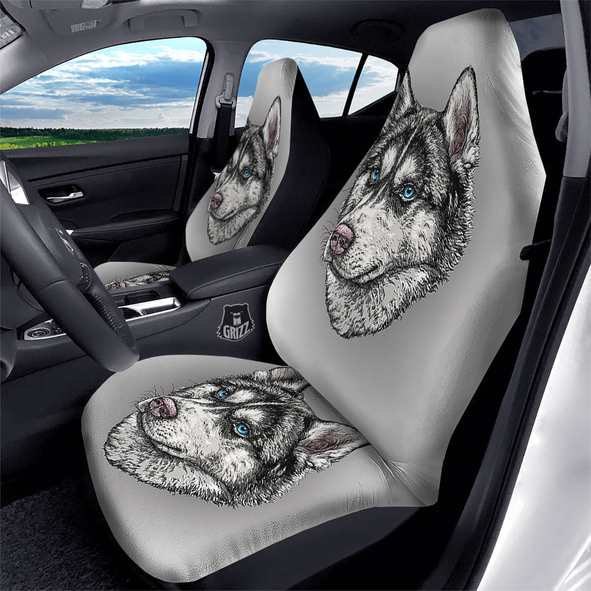 Painting Alaskan Malamute Print Car Seat Covers-grizzshop