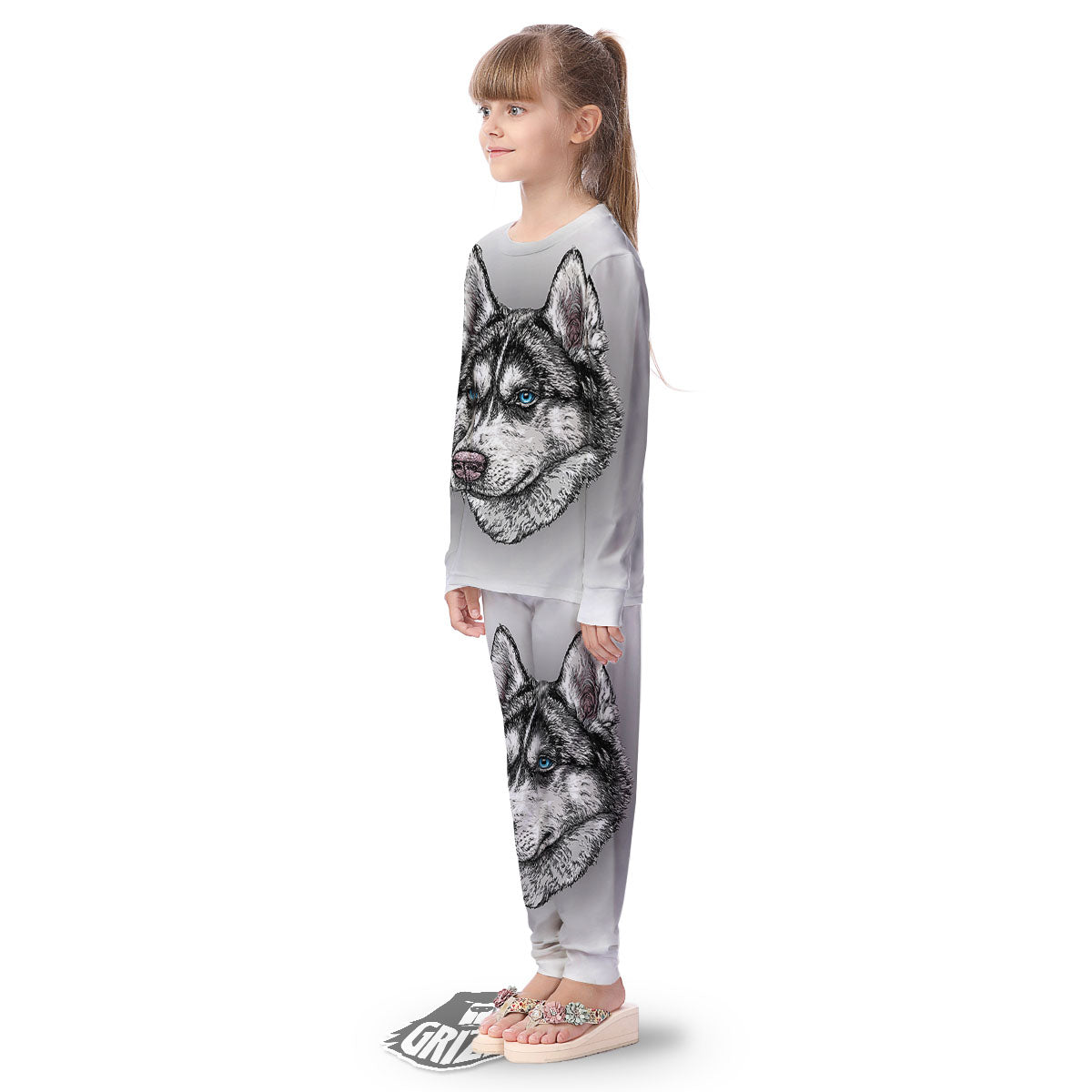 Painting Alaskan Malamute Print Kid's Pajamas-grizzshop
