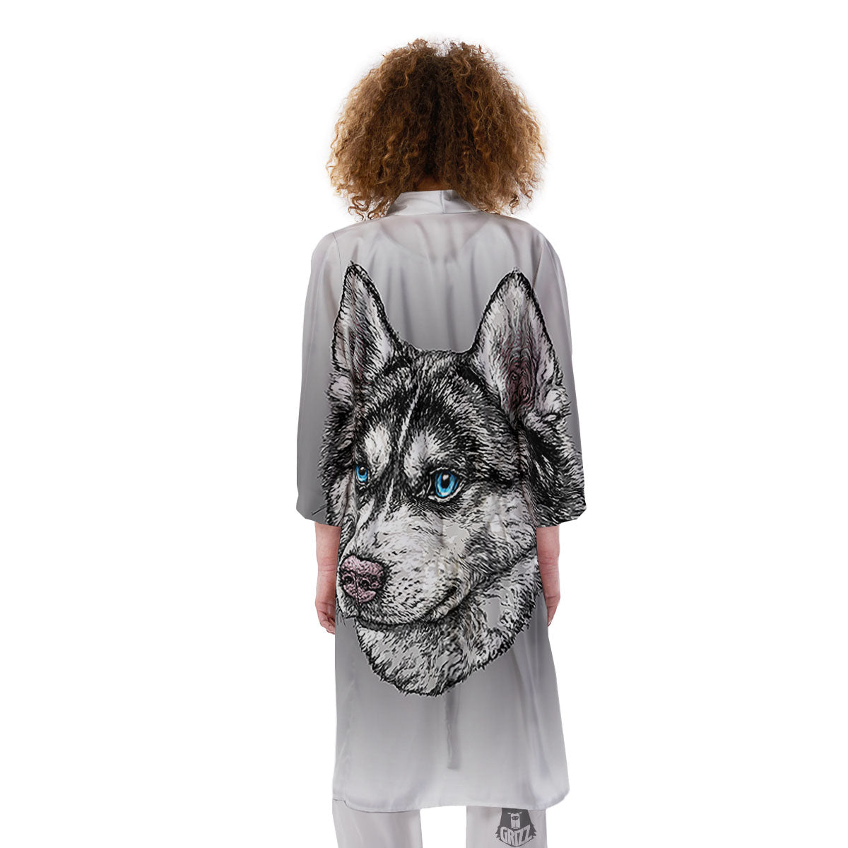 Painting Alaskan Malamute Print Kimono-grizzshop