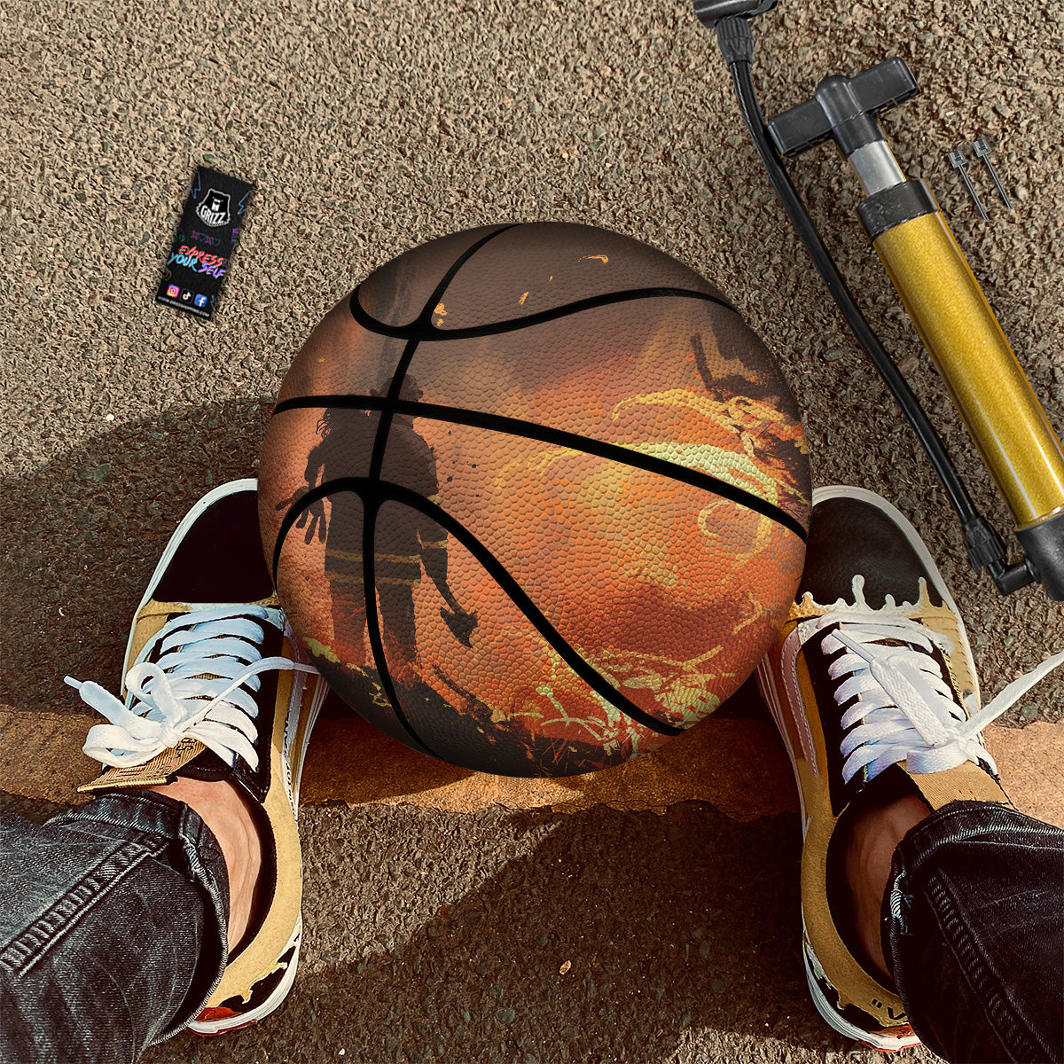 Painting Brave Firefighter Print Basketball-grizzshop