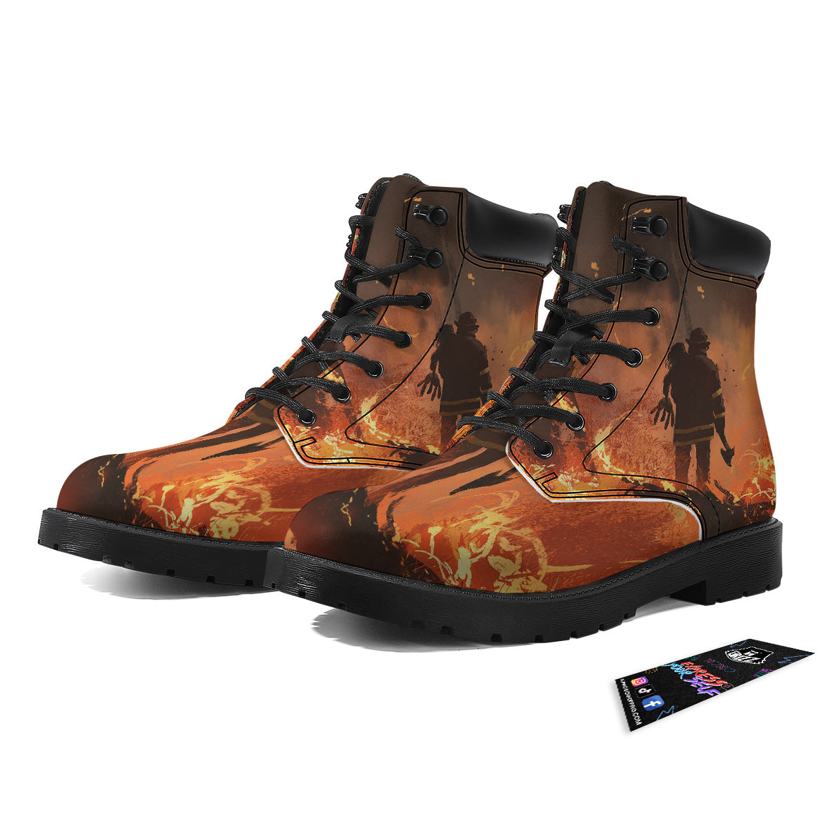 Painting Brave Firefighter Print Boots-grizzshop