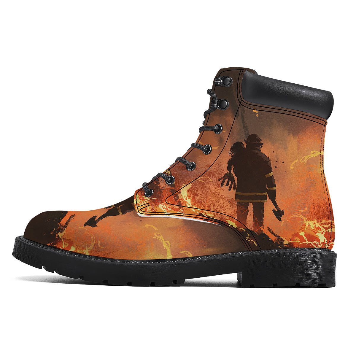 Painting Brave Firefighter Print Boots-grizzshop