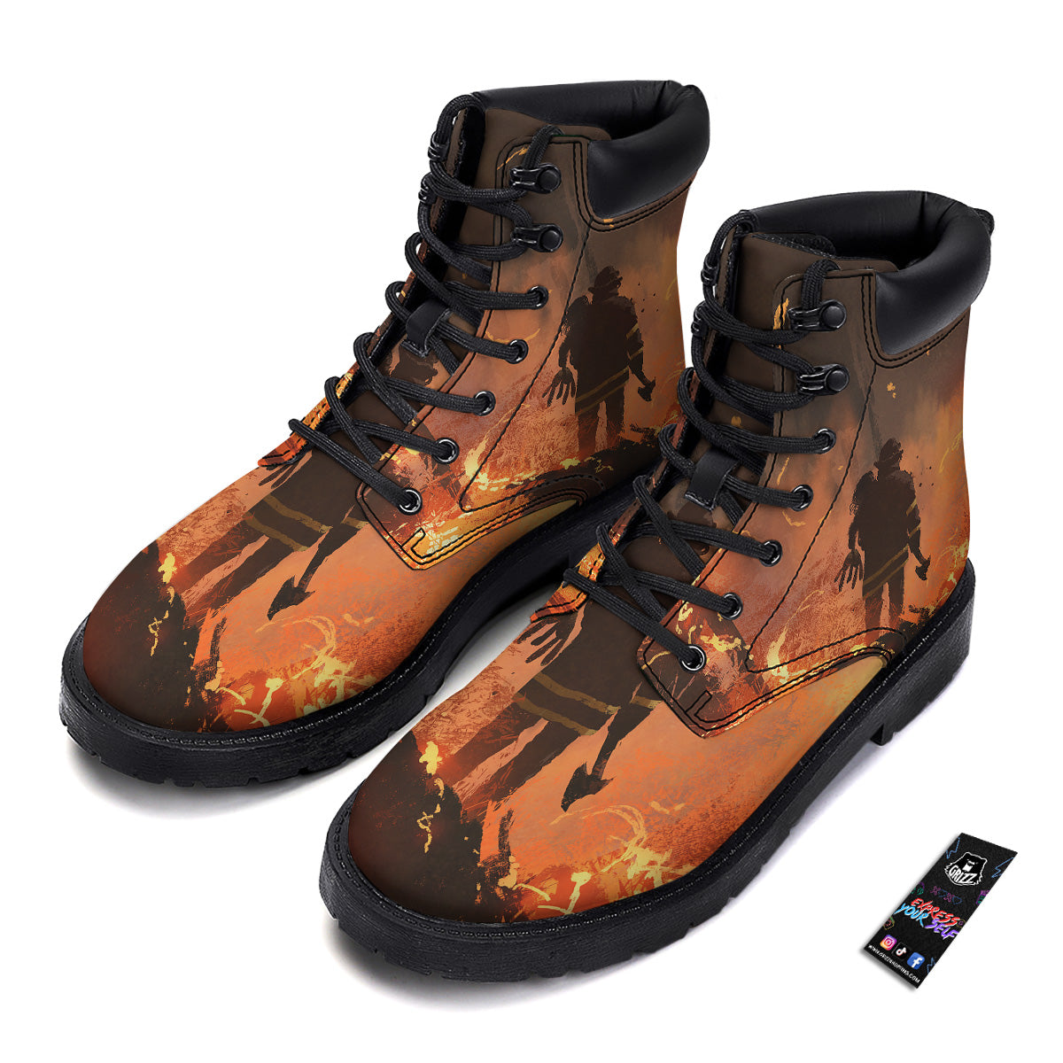 Painting Brave Firefighter Print Boots-grizzshop