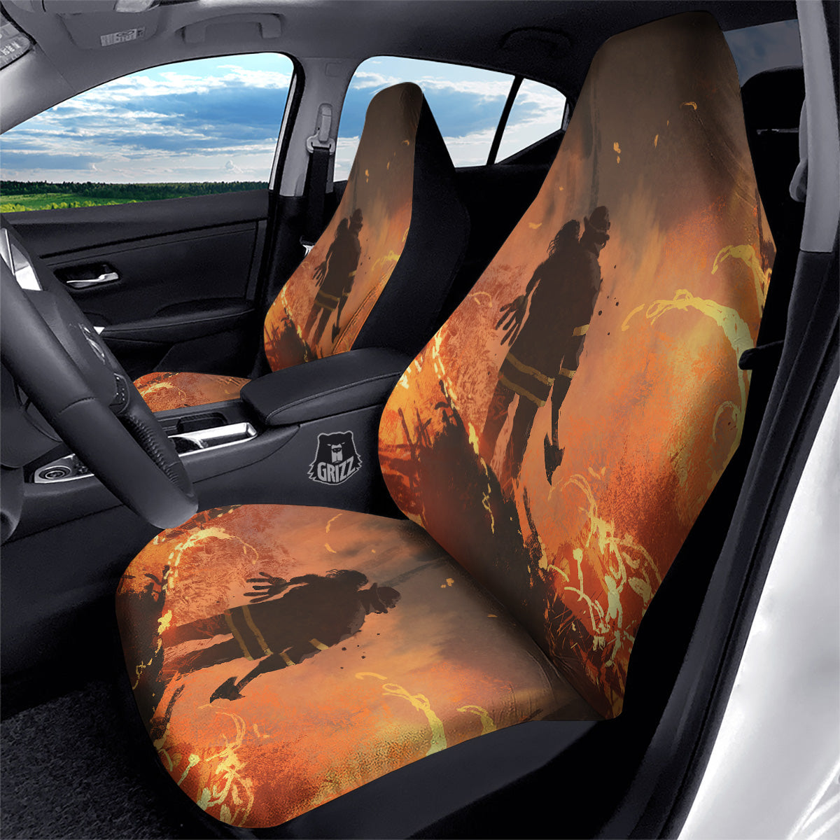 Painting Brave Firefighter Print Car Seat Covers-grizzshop