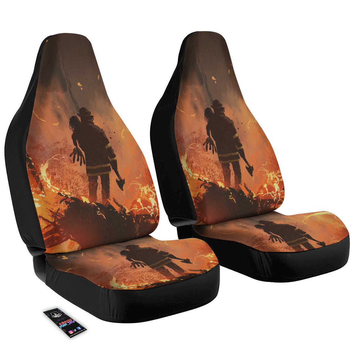 Painting Brave Firefighter Print Car Seat Covers-grizzshop