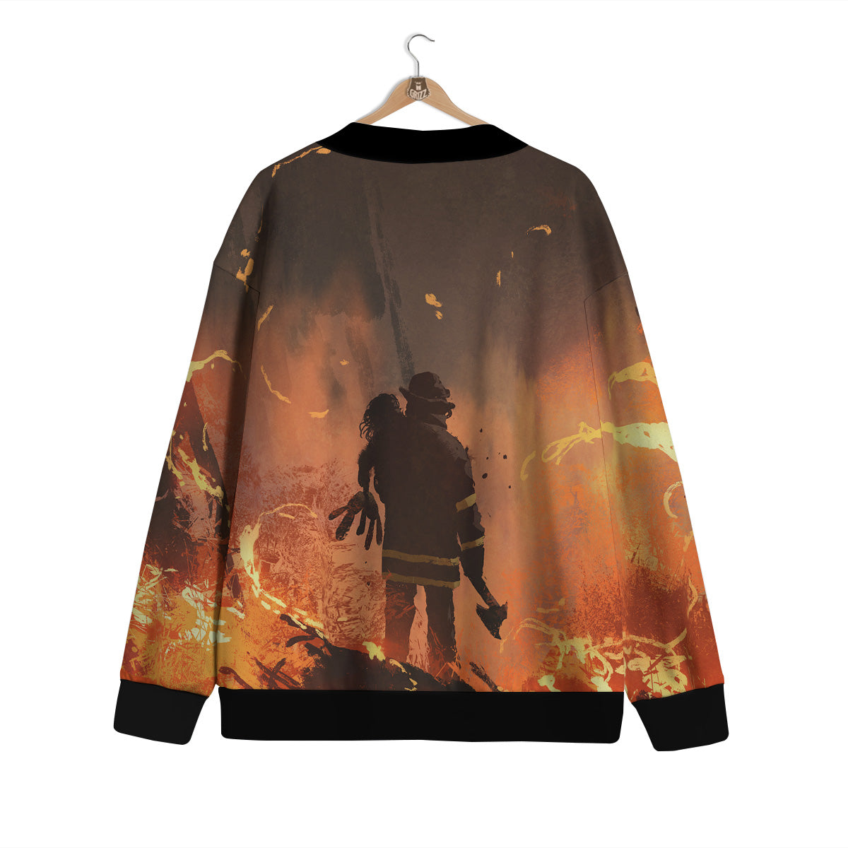 Painting Brave Firefighter Print Cardigan-grizzshop