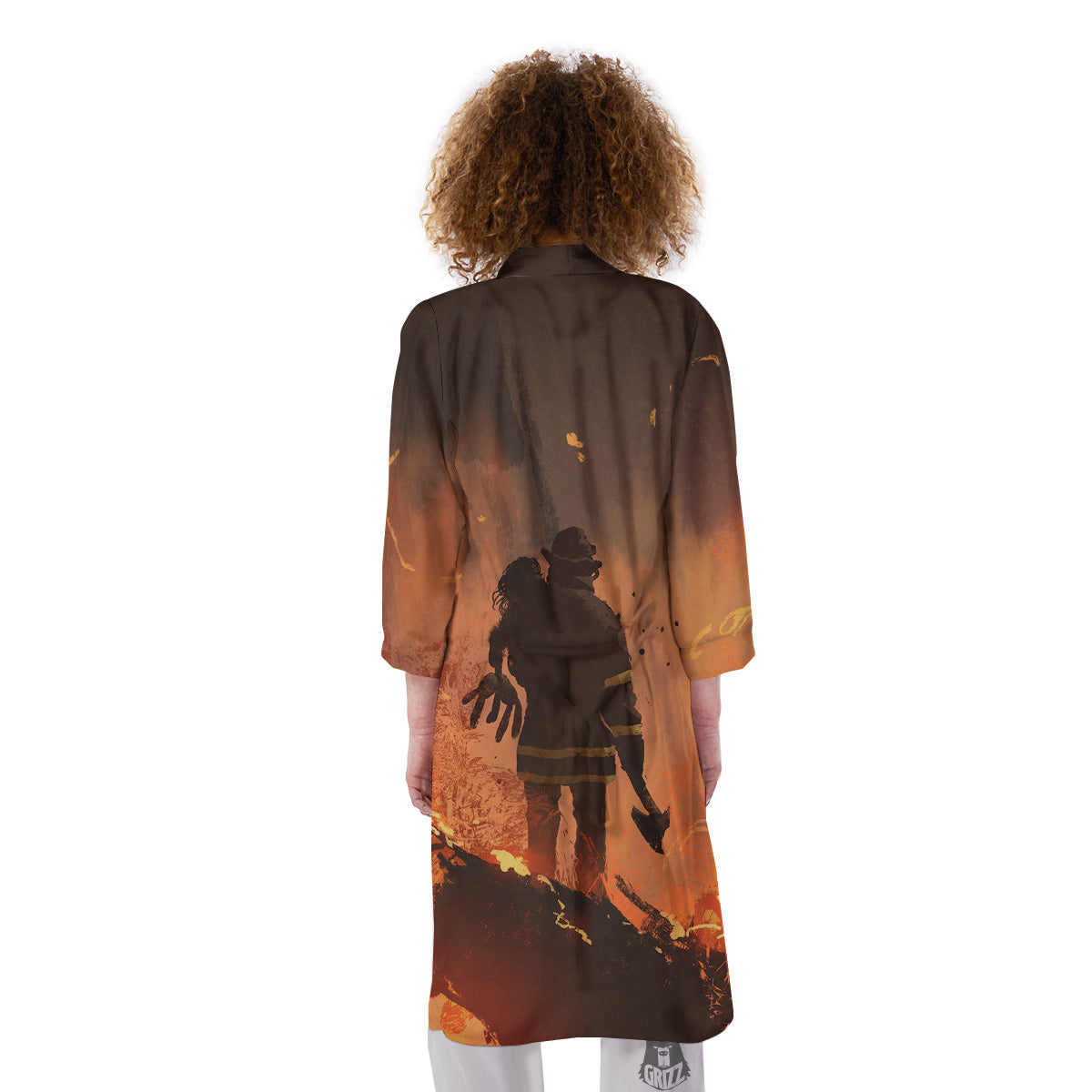 Painting Brave Firefighter Print Kimono-grizzshop