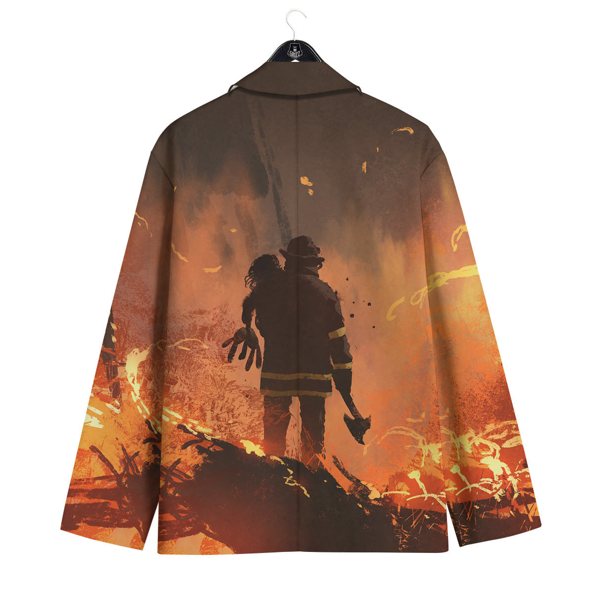 Painting Brave Firefighter Print Men's Sport Coat-grizzshop