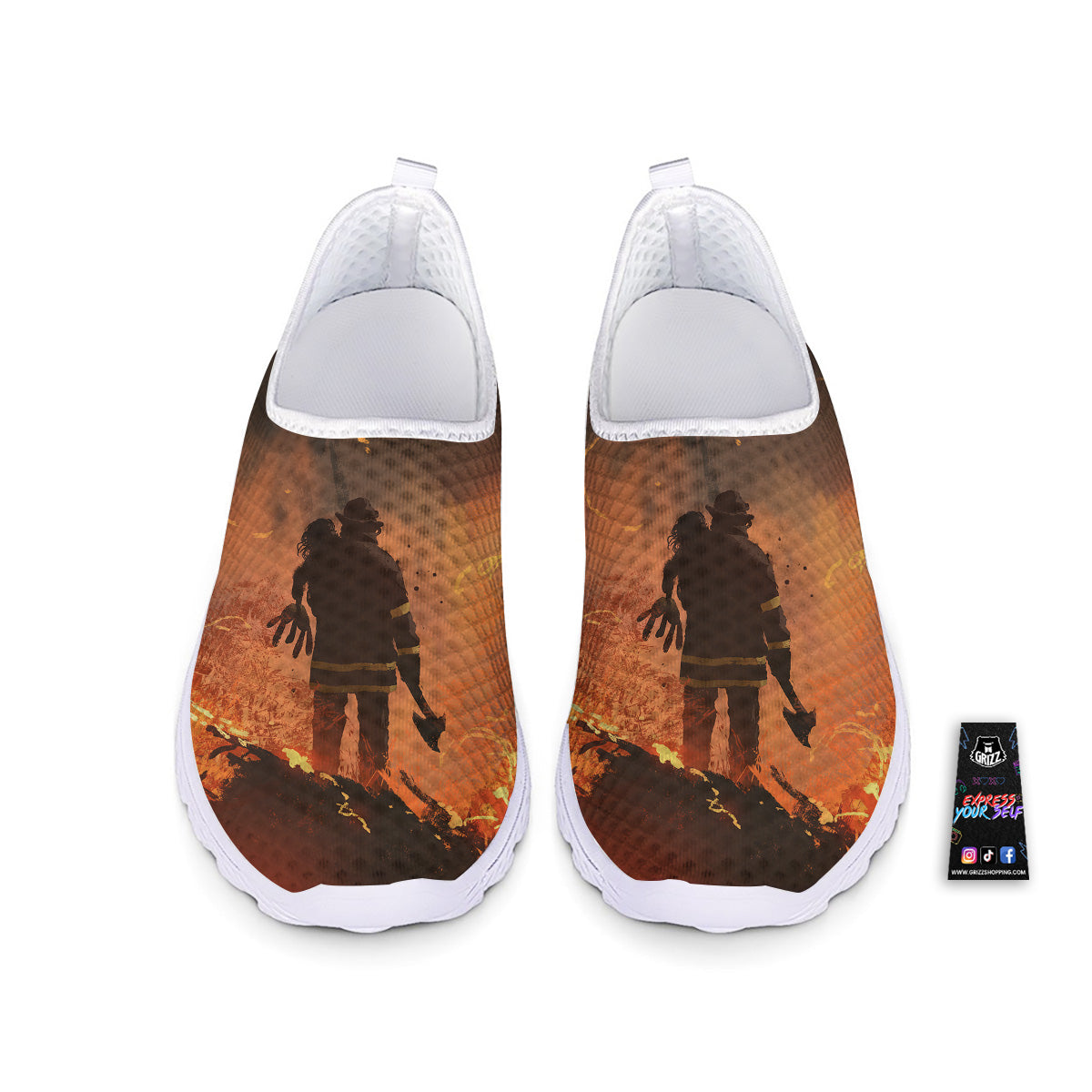 Painting Brave Firefighter Print Nurse Shoes-grizzshop
