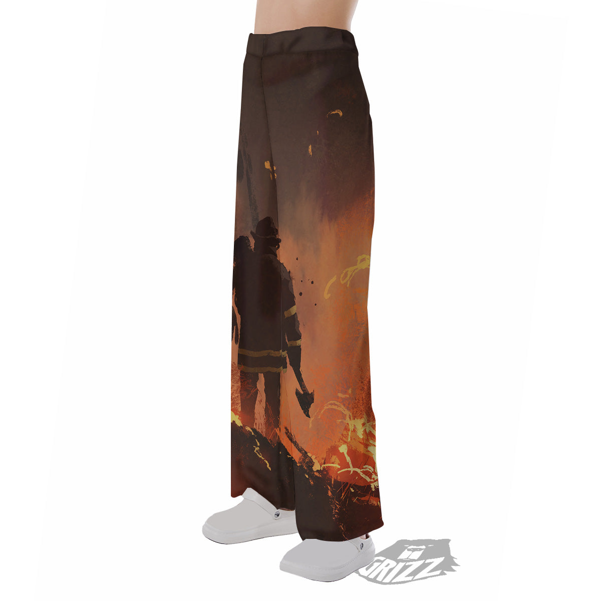 Painting Brave Firefighter Print Pajama Pants-grizzshop