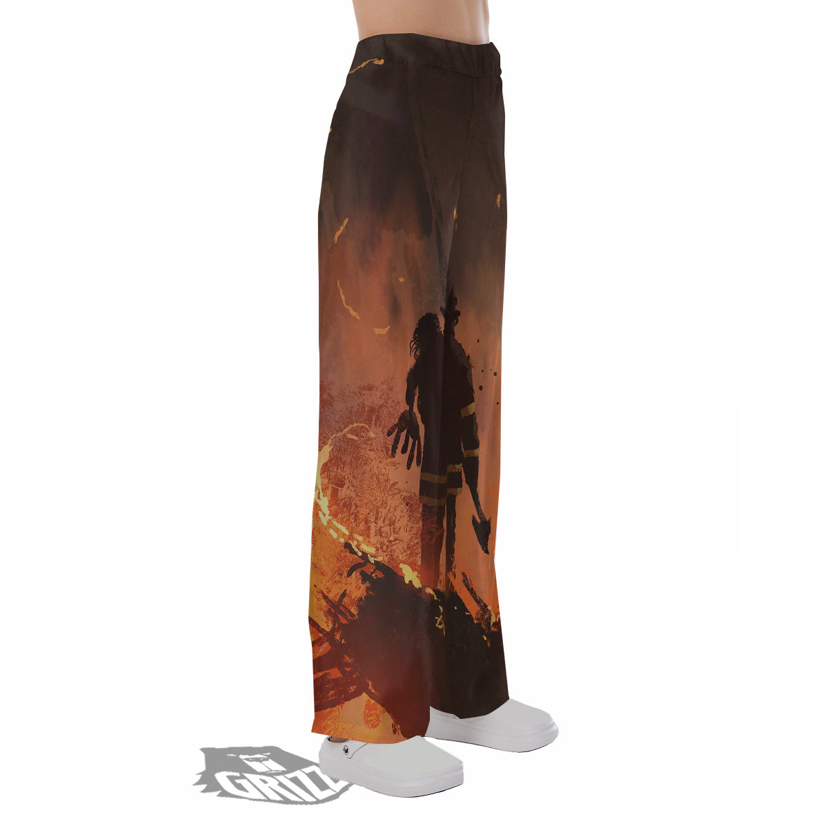 Painting Brave Firefighter Print Pajama Pants-grizzshop
