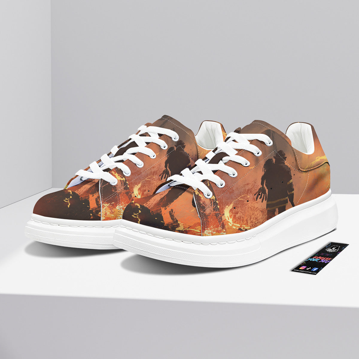 Painting Brave Firefighter Print Platform Shoes-grizzshop