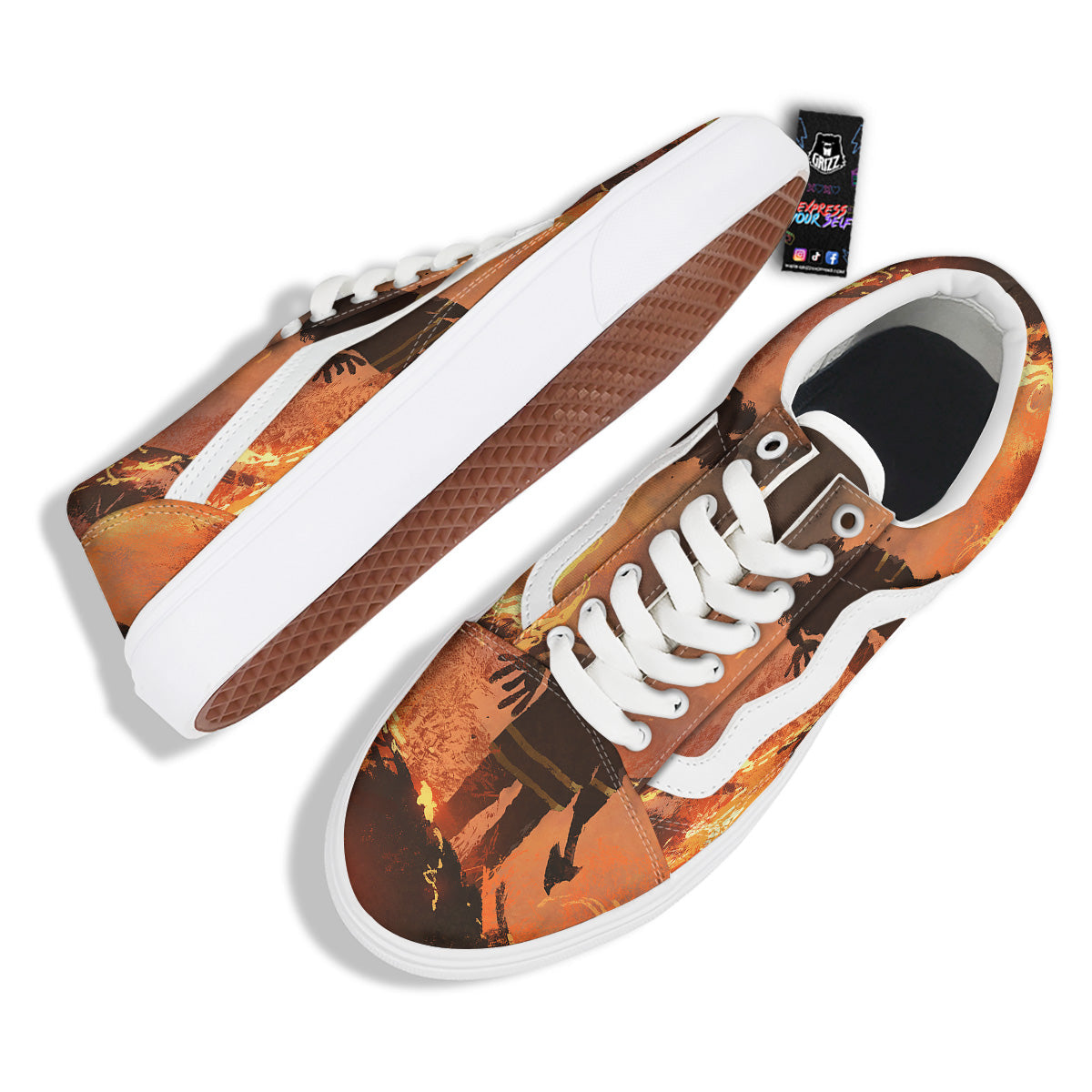 Painting Brave Firefighter Print Skate Shoes-grizzshop