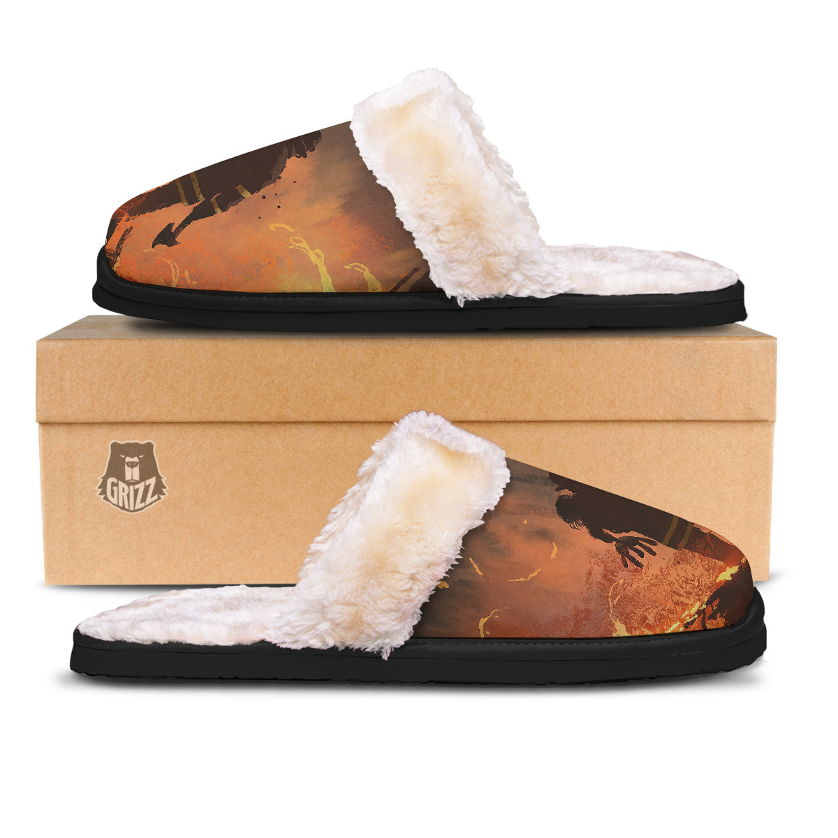 Painting Brave Firefighter Print Slippers-grizzshop