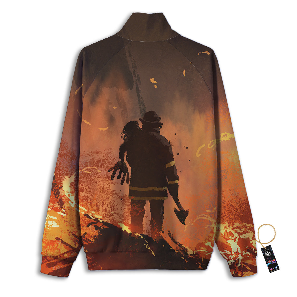 Painting Brave Firefighter Print Track Jacket-grizzshop