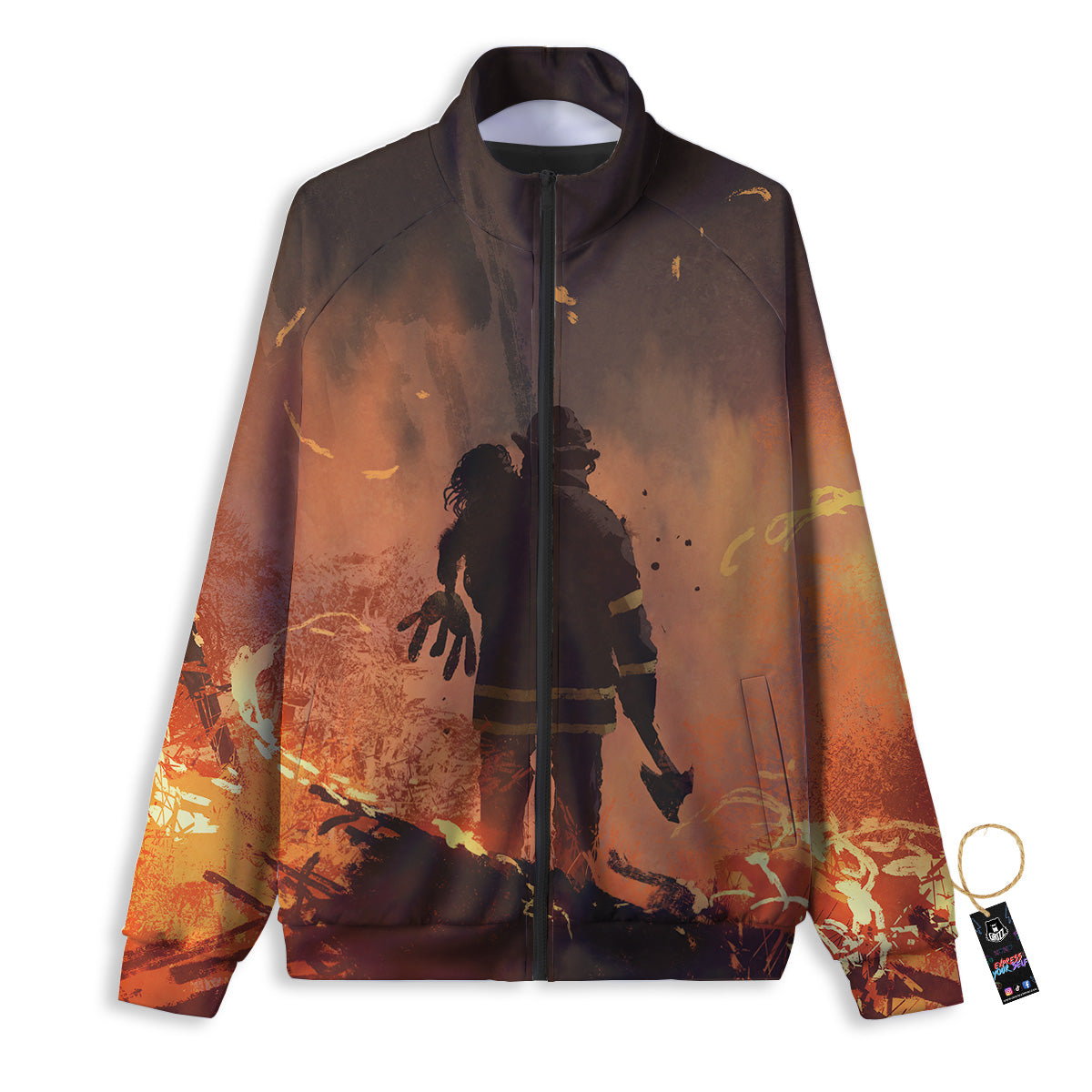 Painting Brave Firefighter Print Track Jacket-grizzshop