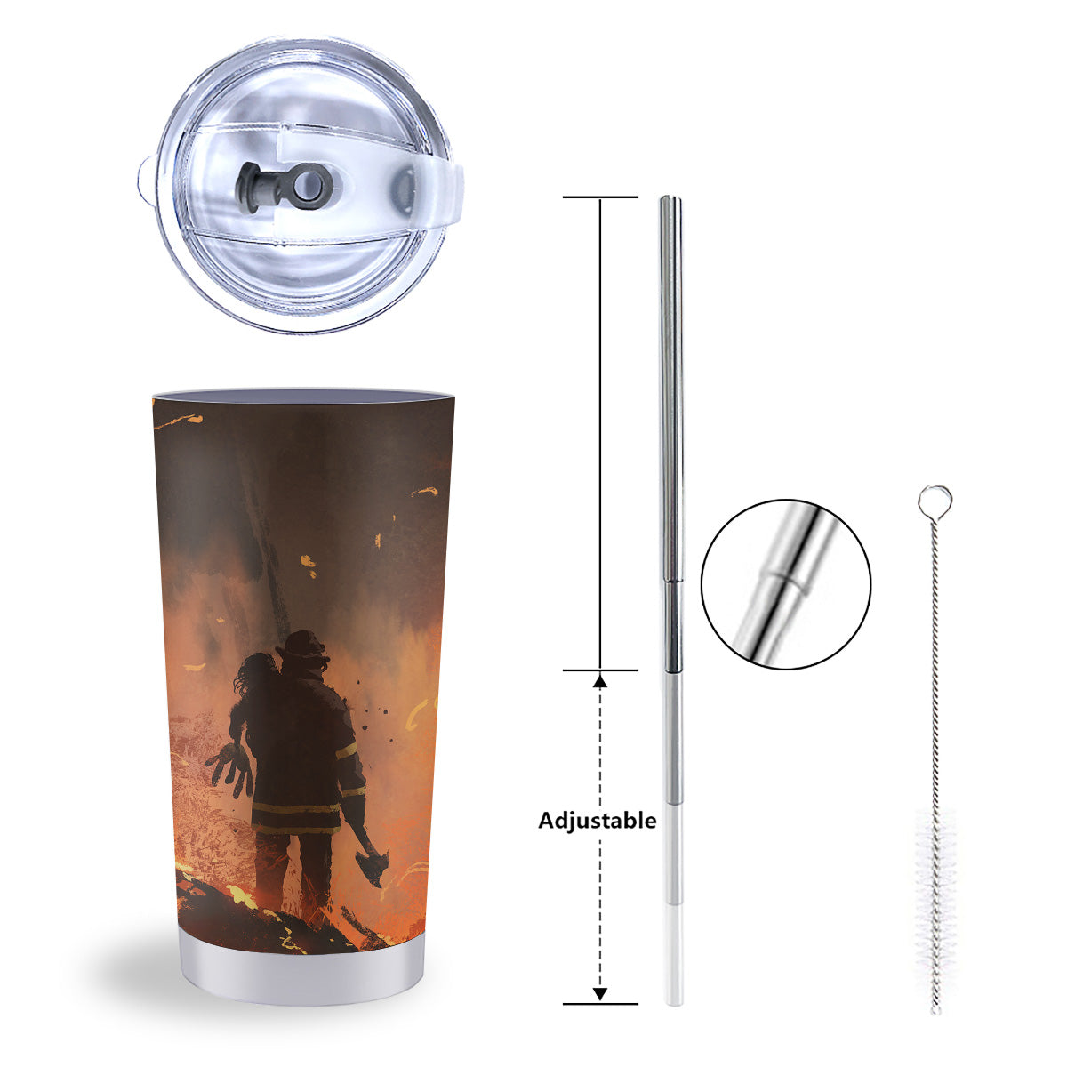 Painting Brave Firefighter Print Tumbler-grizzshop