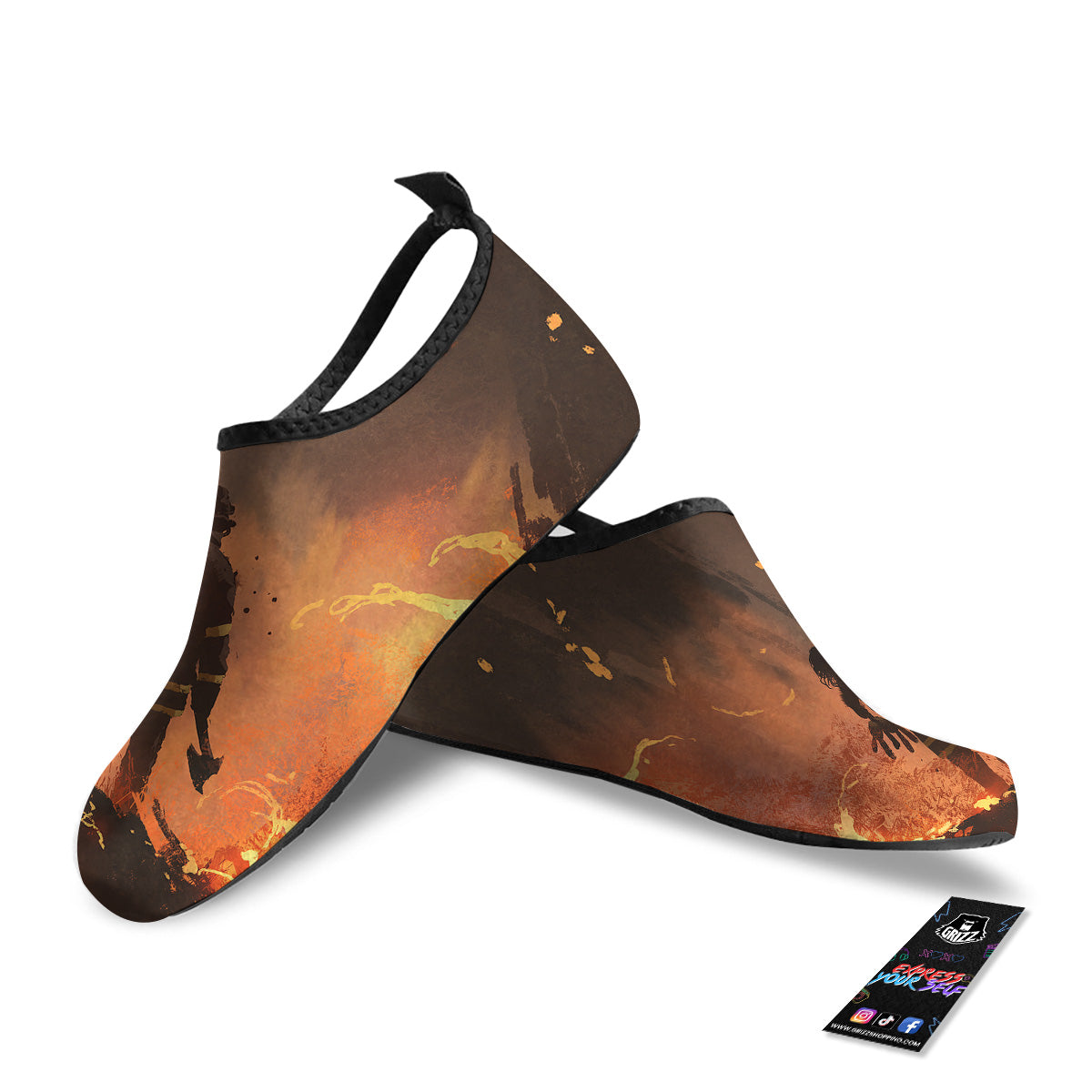 Painting Brave Firefighter Print Water Shoes-grizzshop
