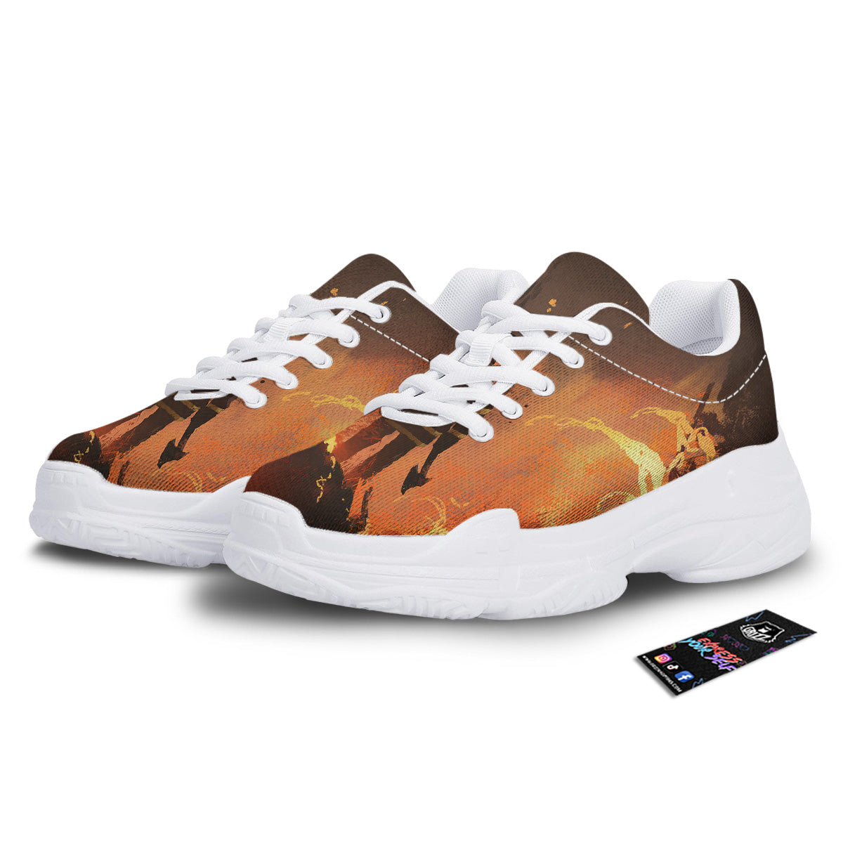 Painting Brave Firefighter Print White Chunky Shoes-grizzshop