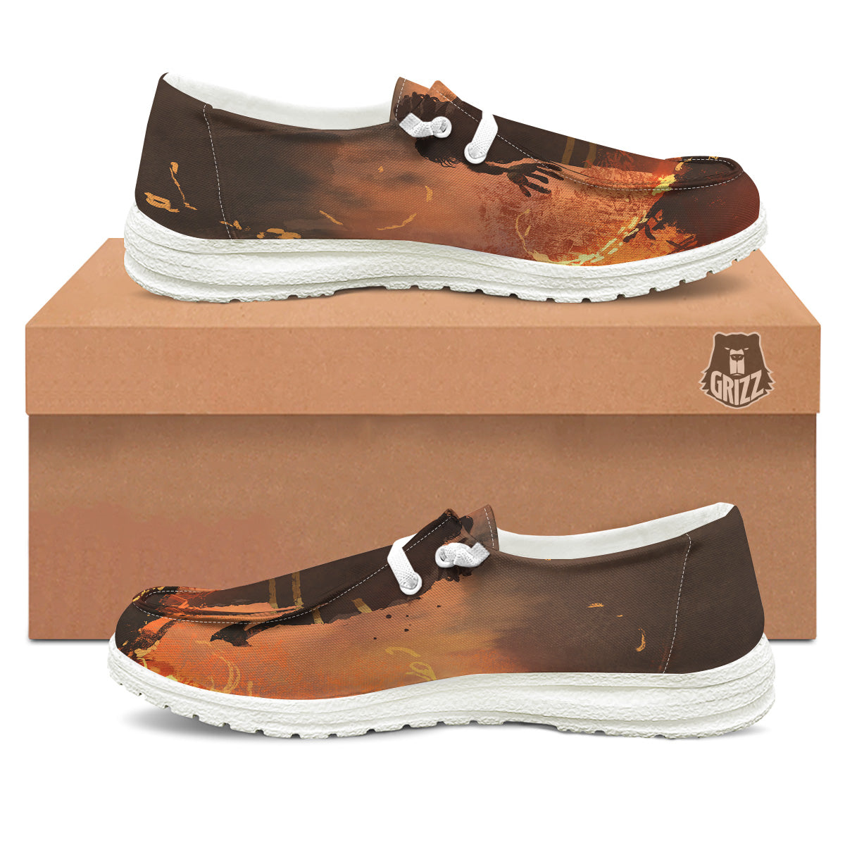 Painting Brave Firefighter Print White Loafers-grizzshop