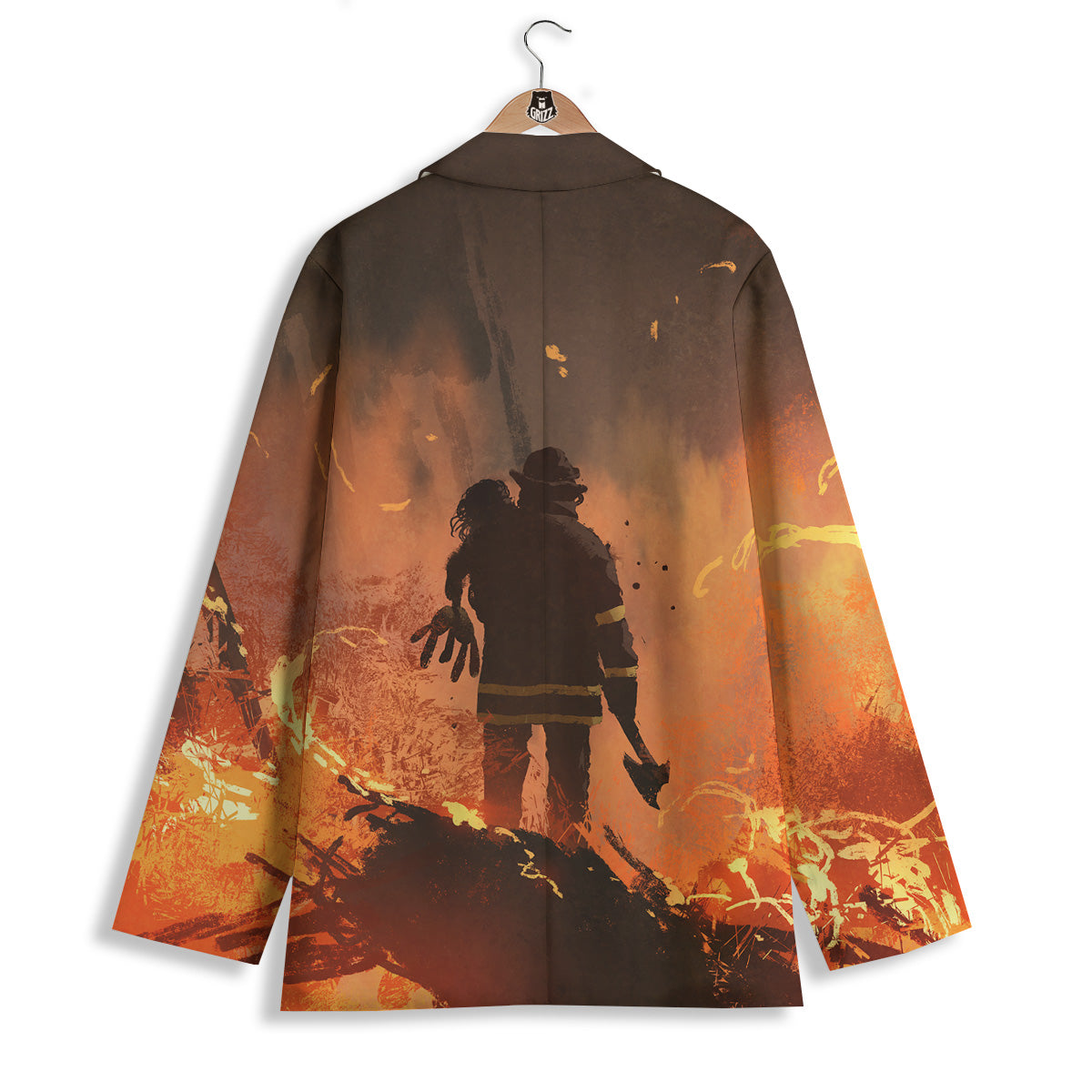 Painting Brave Firefighter Print Women's Blazer-grizzshop