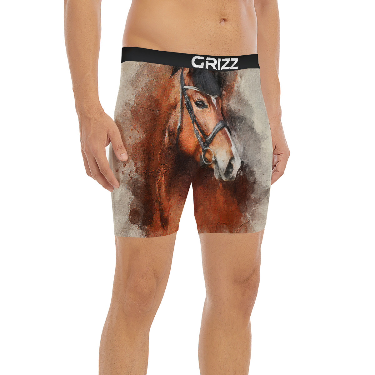 Painting Brown Horse Print Boxer Briefs-grizzshop