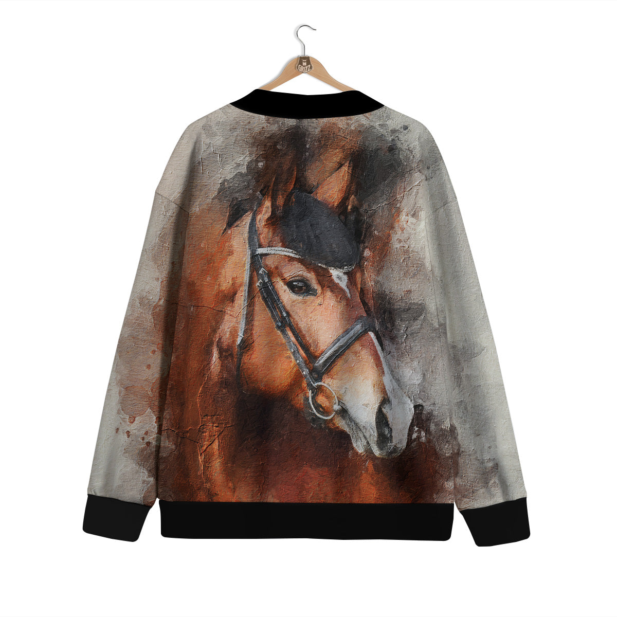 Painting Brown Horse Print Cardigan-grizzshop