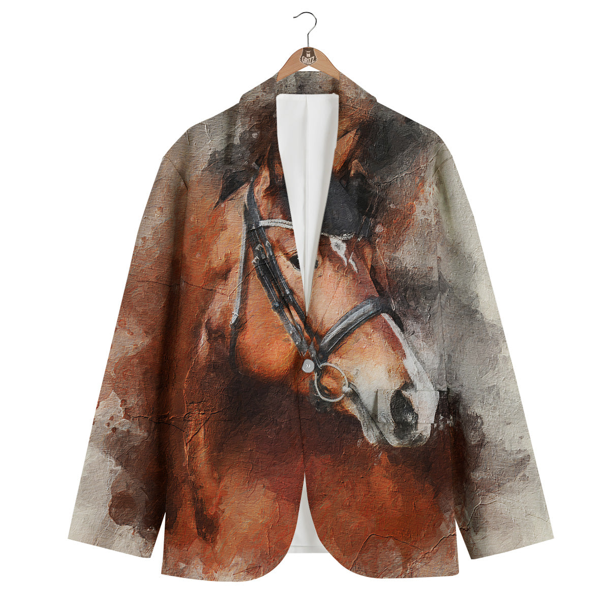 Painting Brown Horse Print Men's Blazer-grizzshop