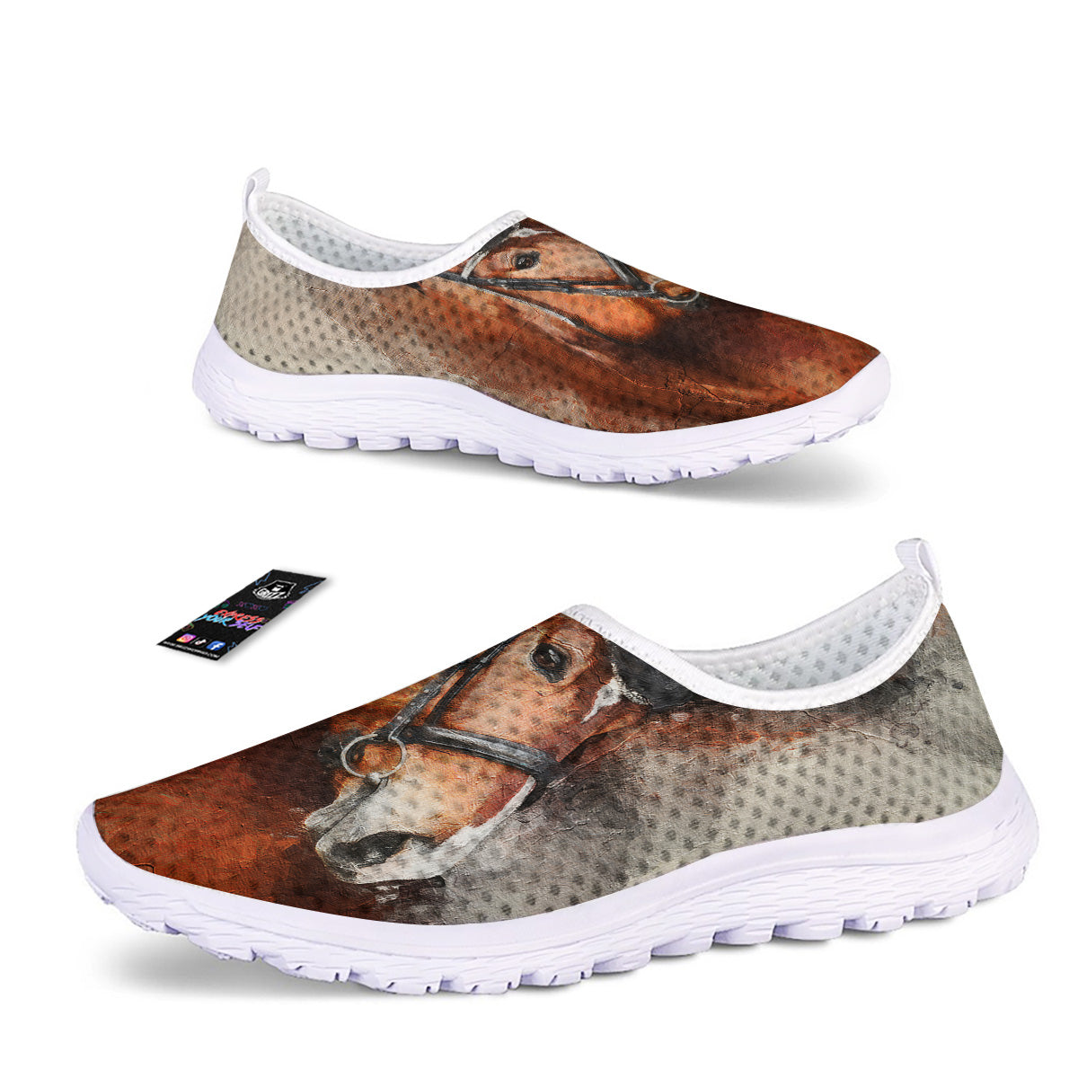 Painting Brown Horse Print Nurse Shoes-grizzshop