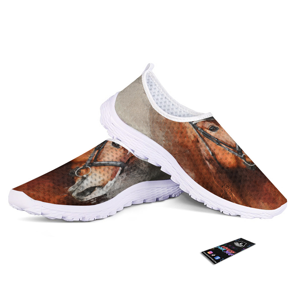 Painting Brown Horse Print Nurse Shoes-grizzshop