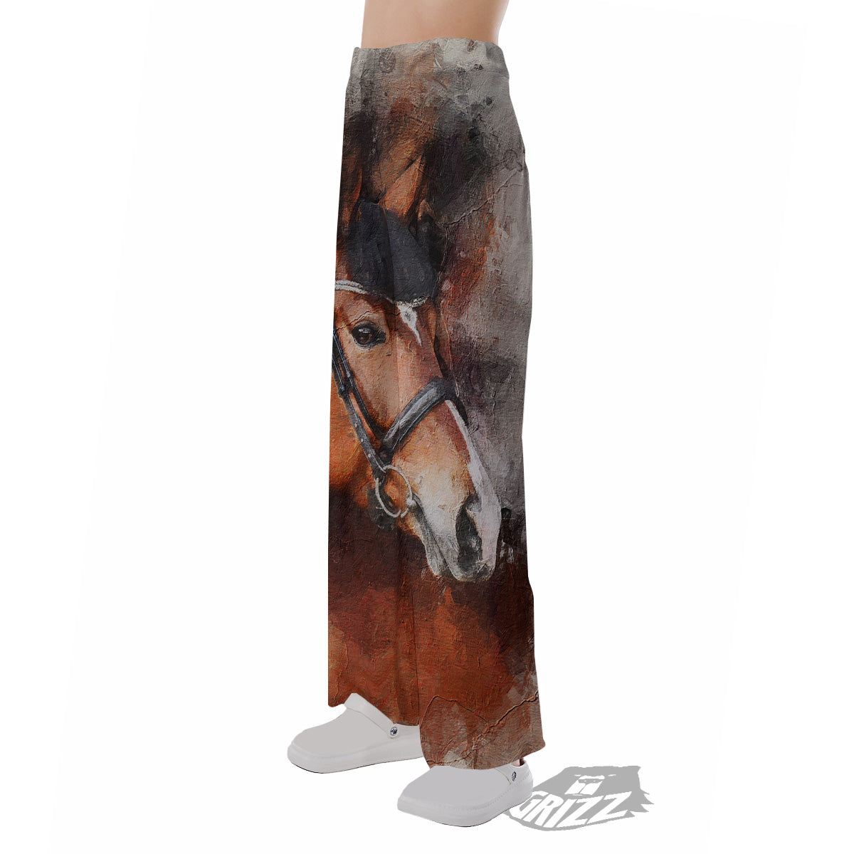 Painting Brown Horse Print Pajama Pants-grizzshop