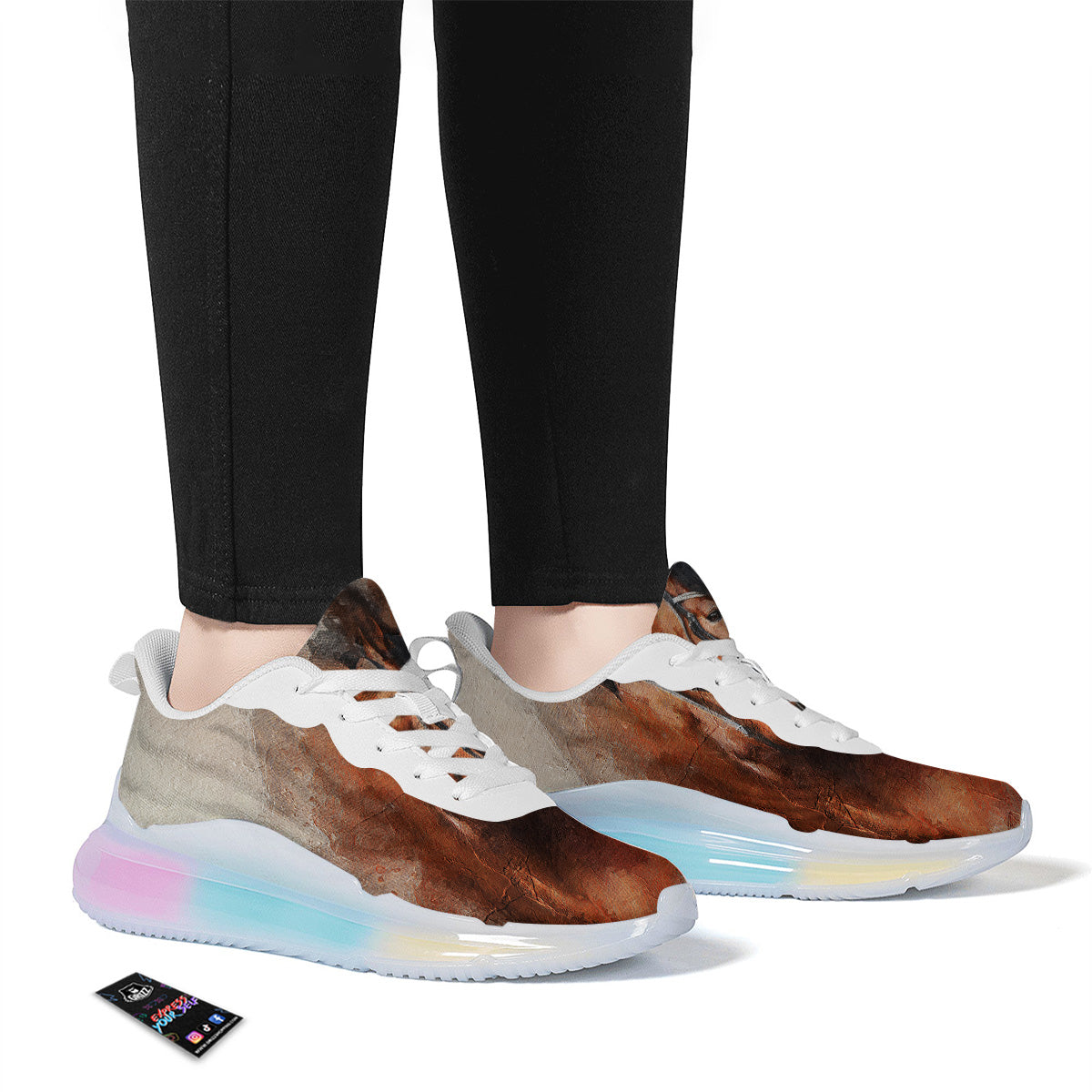 Painting Brown Horse Print Running Sneakers-grizzshop