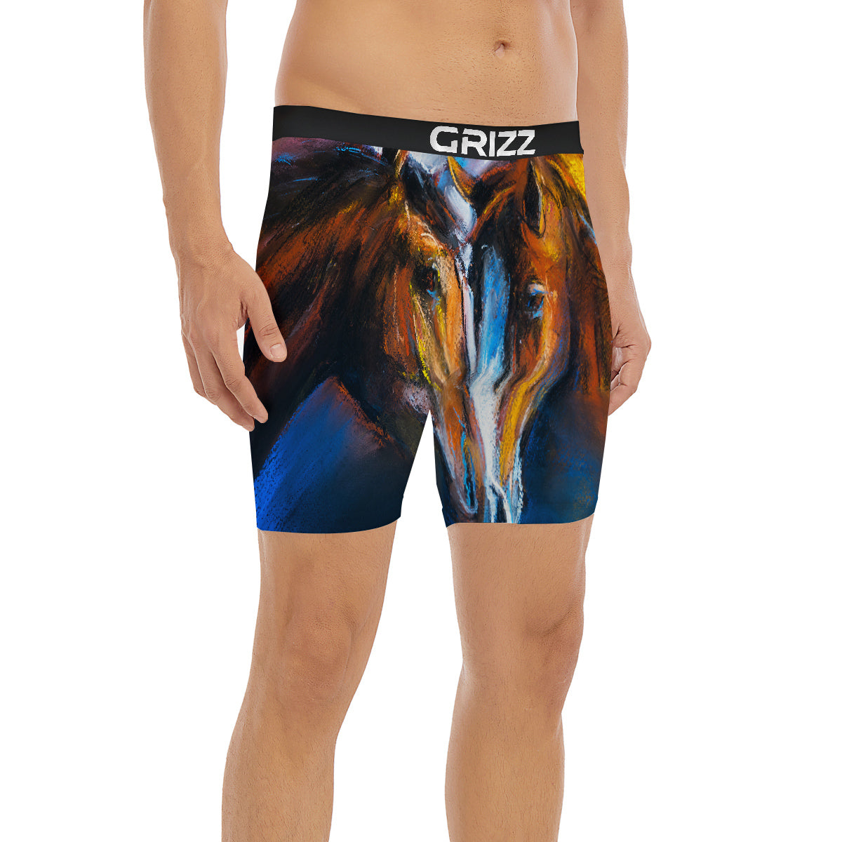 Painting Couple Horses Print Boxer Briefs-grizzshop