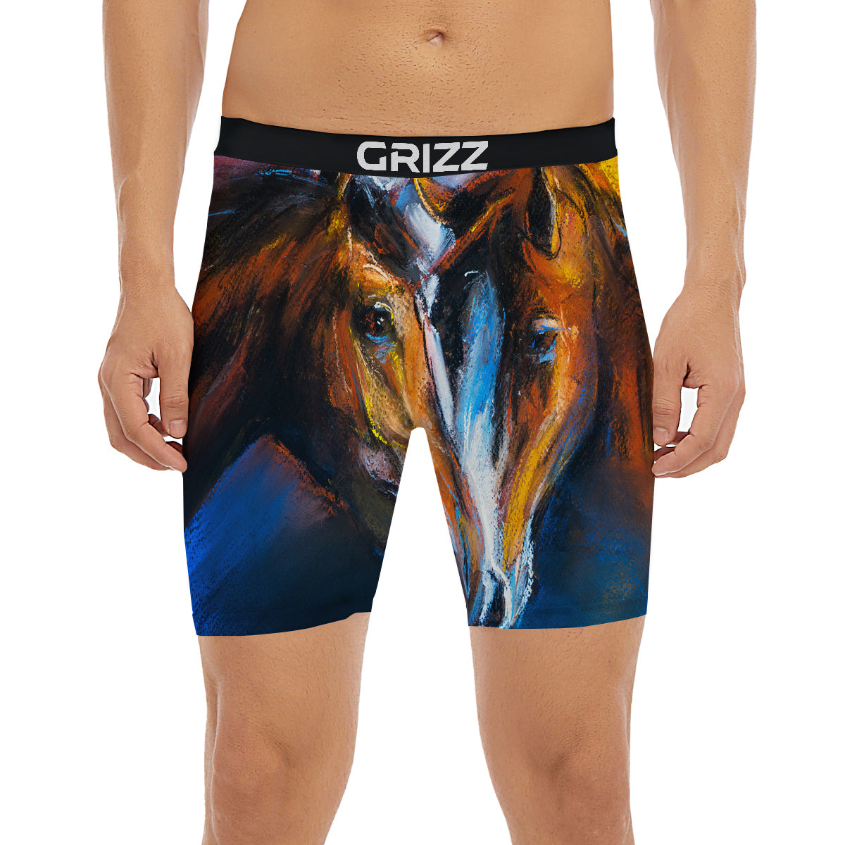 Painting Couple Horses Print Boxer Briefs-grizzshop
