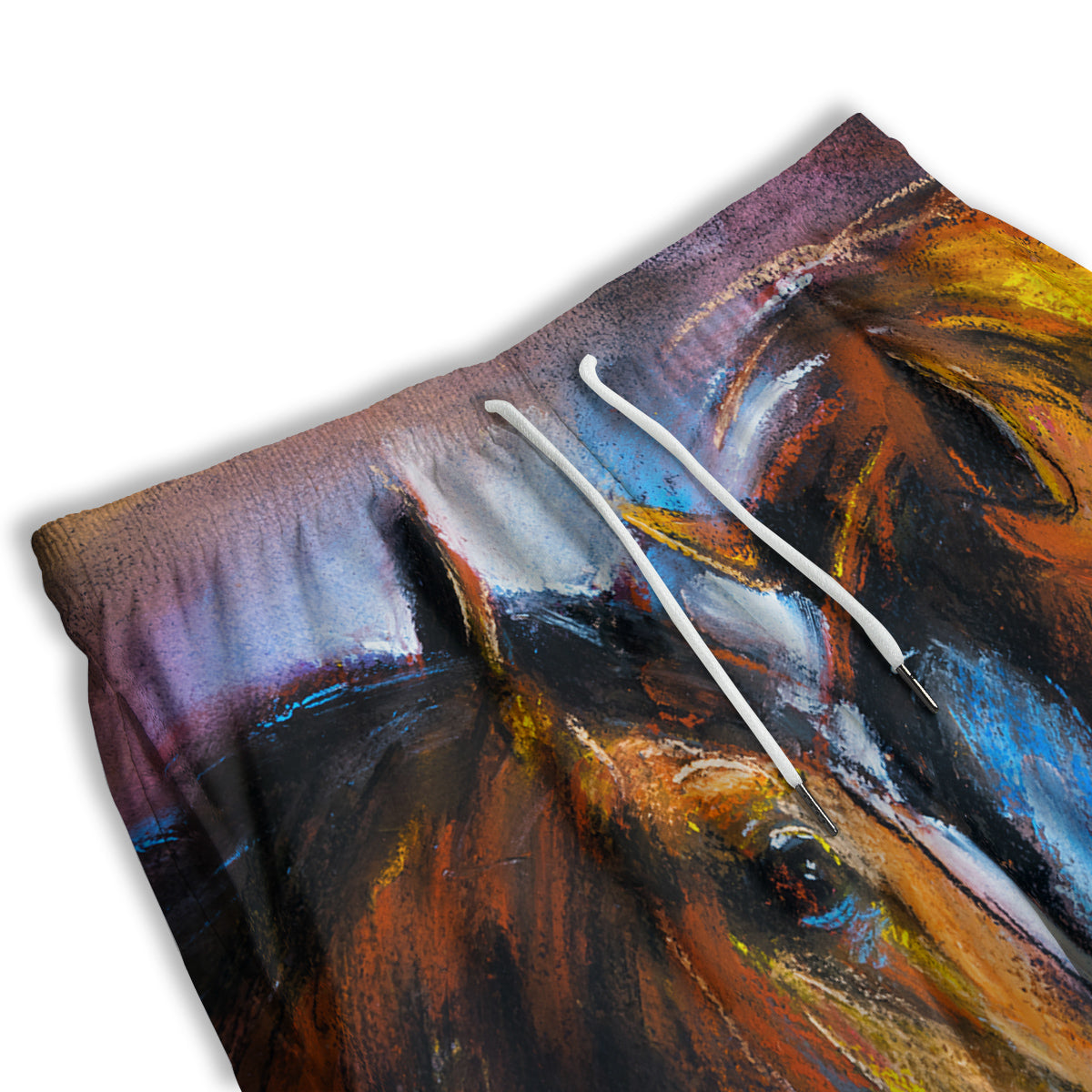 Painting Couple Horses Print Men's Athletic Shorts