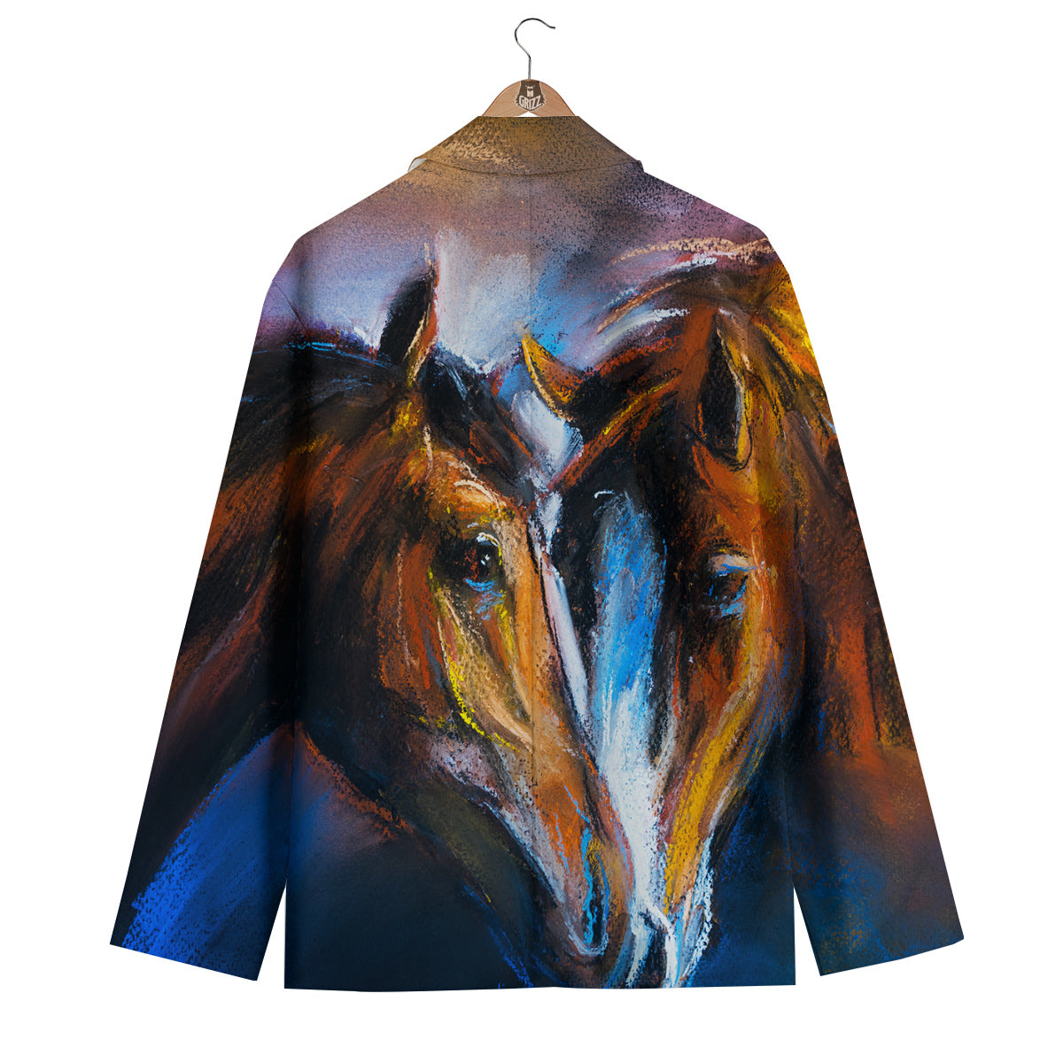 Painting Couple Horses Print Men's Blazer-grizzshop